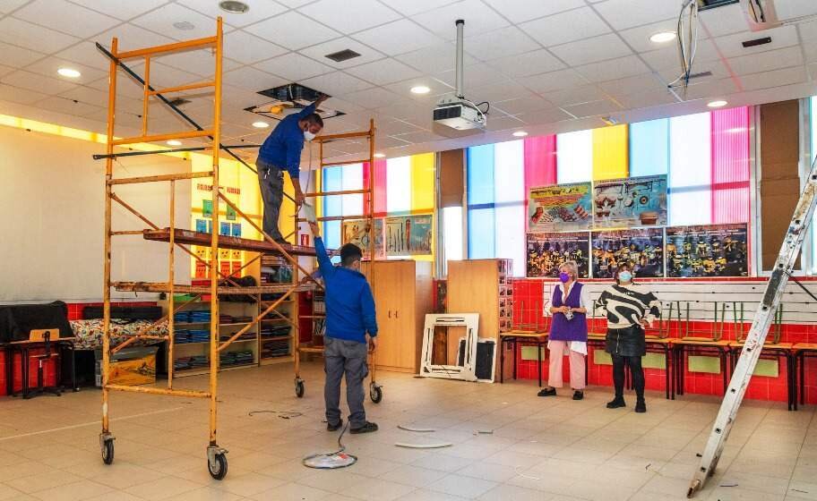 Obras de climatización en el colegio Pérez Galdos, en Polanco.