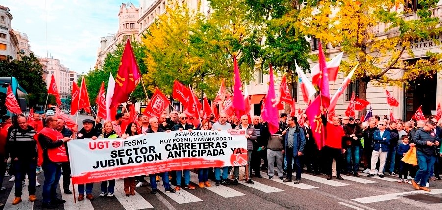 Concentración por la huelga de transporte.