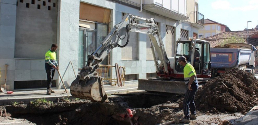 Obras en el hundimiento en Reinosa.