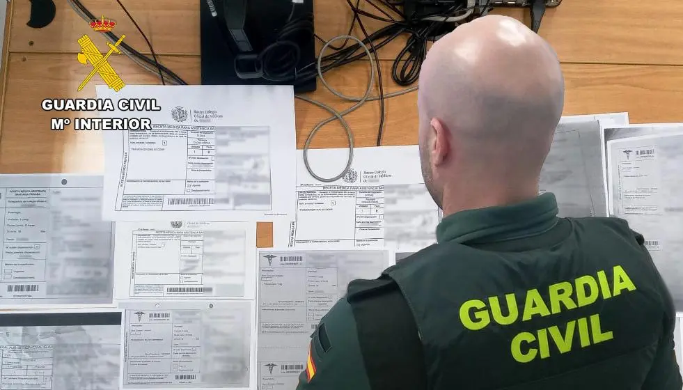 Recetas falsas detectadas por la Guardia Civil.